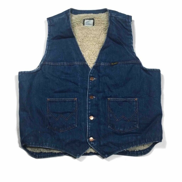 Wrangler Other - Vintage Wrangler Mens Sherpa Denim Vest XL